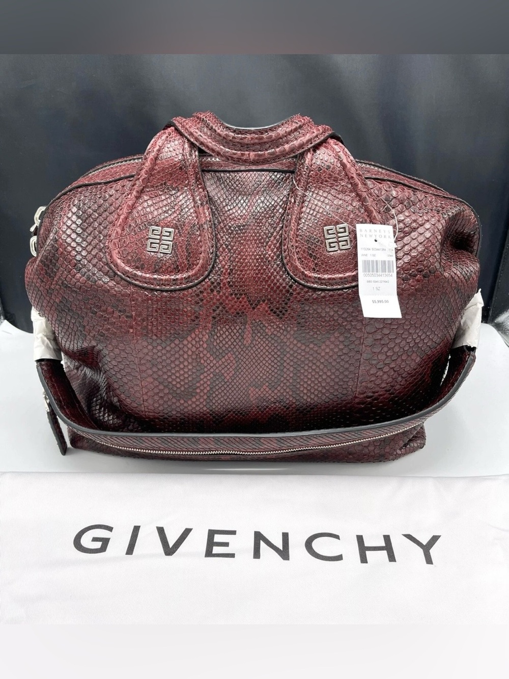 Givenchy Nightingale Medium 100% Python Oxblood Satchel Bag 🚨Sold Out $5,995